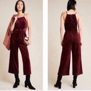 ANTHROPOLOGIE Rouge Velvet Jumpsuit